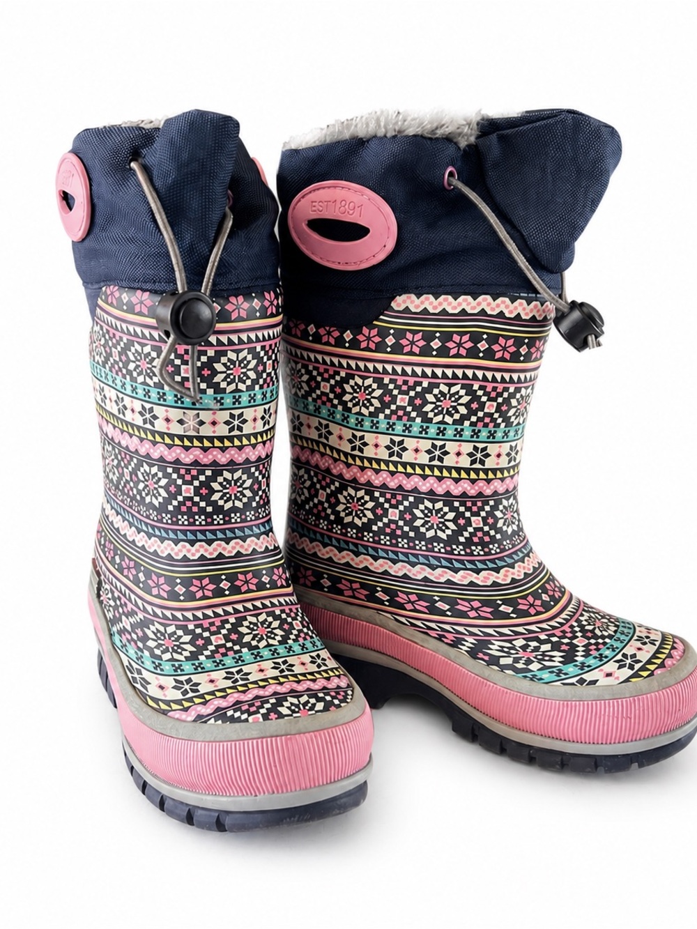 Western Chief Girls Fair Isle Waterproof Winter Snow Boots size 8